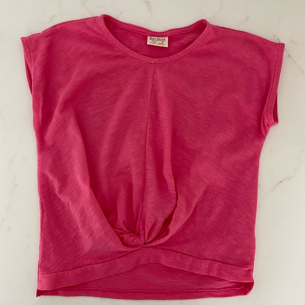 Zara Girls Pink T-Shirt Blouse - Size 5